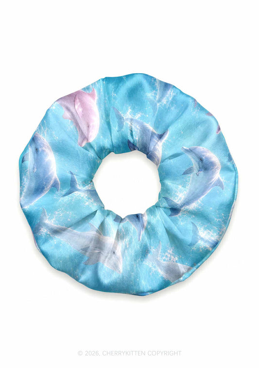 Blue Dolphin Y2K Hair Scrunchie Cherrykitten