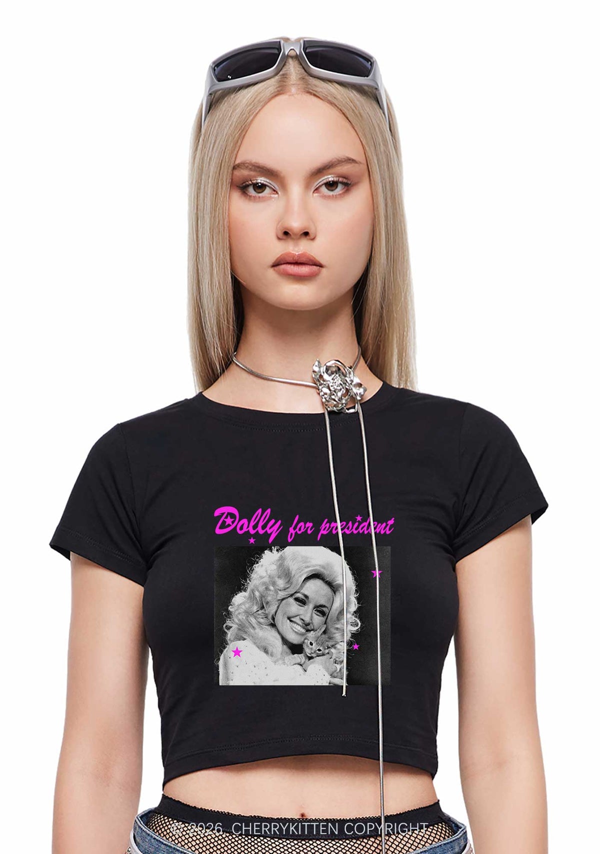 Doll For President Y2K Baby Tee Cherrykitten