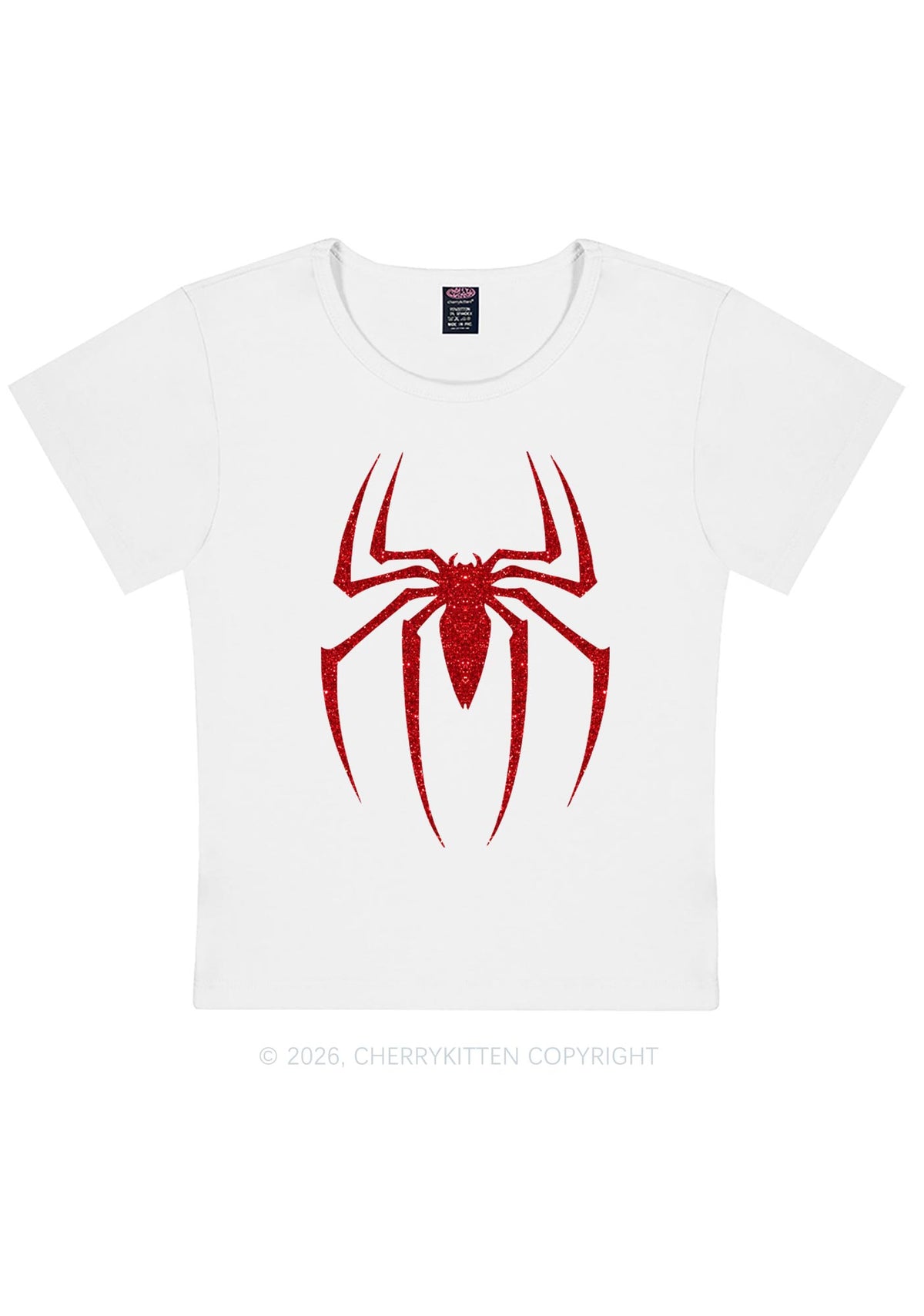 Glitter Spider Y2K Baby Tee Cherrykitten