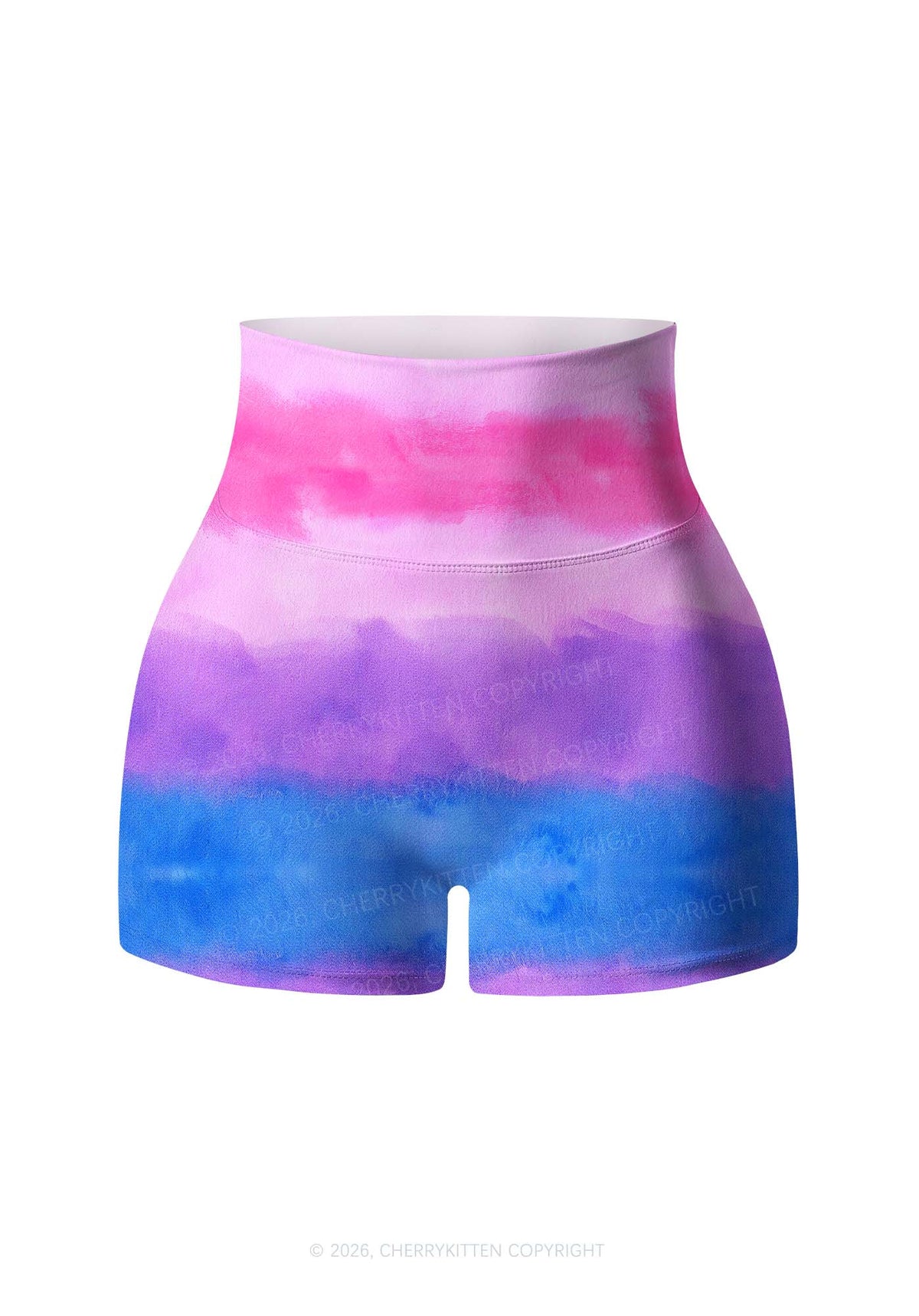 Bisexual Tie Dye Pride Y2K Print Gym Shorts Cherrykitten