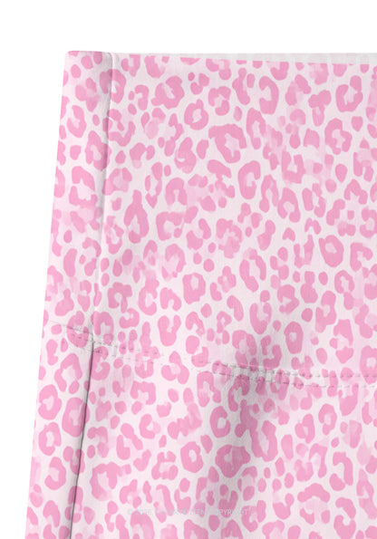 Pink Leopard Y2K Print Gym Shorts Cherrykitten