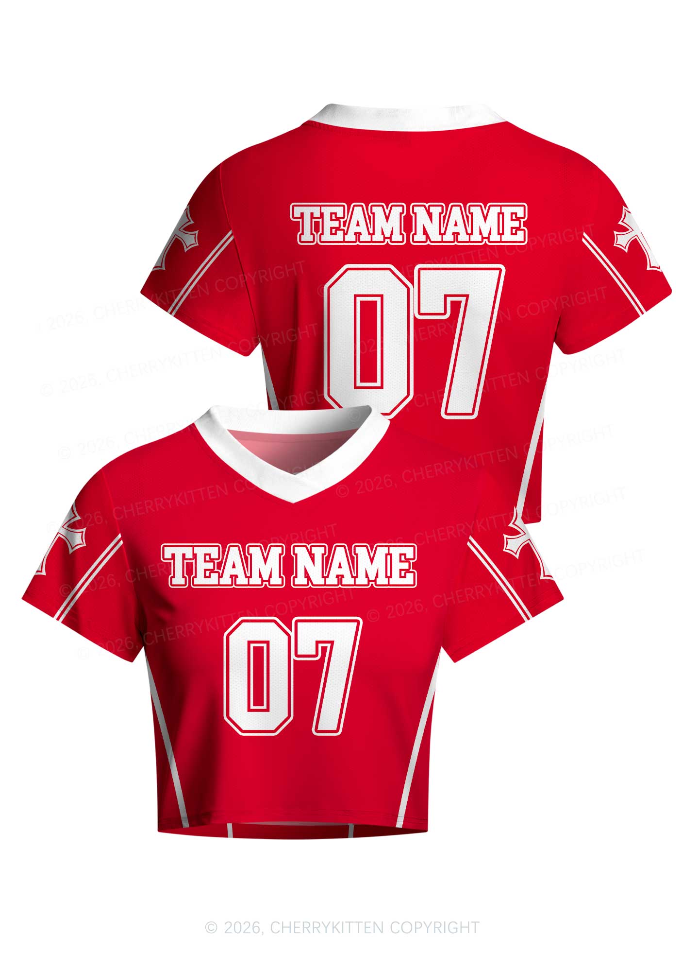 Custom Team Name Y2K Crop Football Jersey Shirts Cherrykitten
