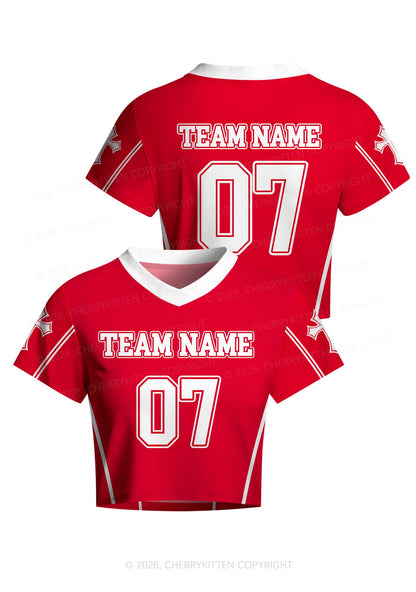 Custom Team Name Y2K Crop Football Jersey Shirts Cherrykitten