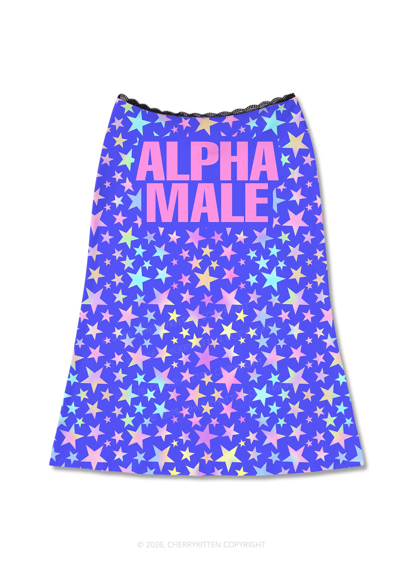 Purple Alpha Male Y2K Print Midi Skirt Cherrykitten