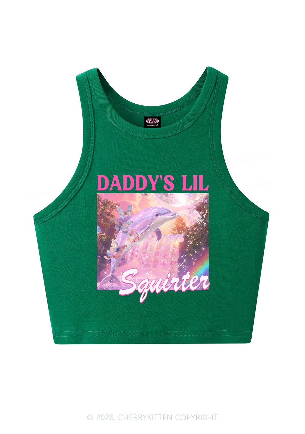 Daddys Lil Squirter Dolphin Y2K Crop Tank Top Cherrykitten