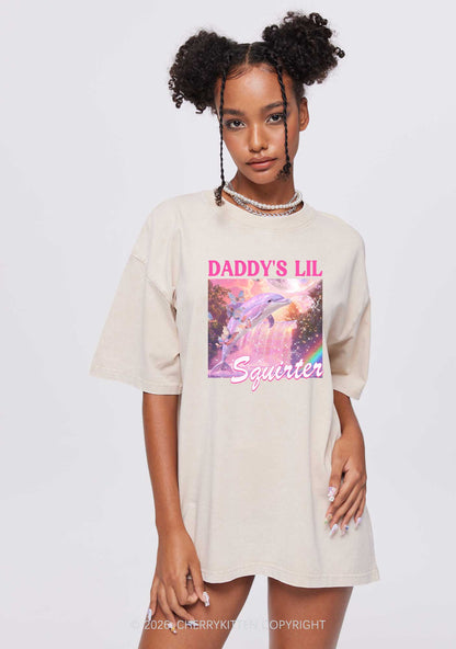 Daddys Lil Squirter Dolphin Y2K Shirts Washed Tee Cherrykitten