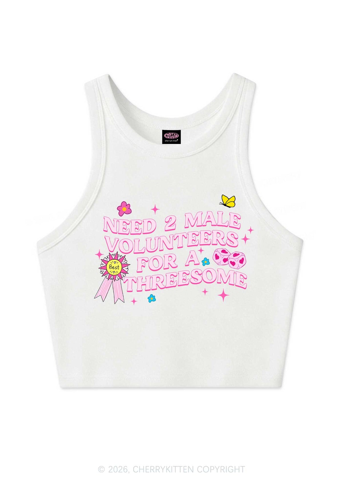 Two Male Volunteers For Threesome Y2K Crop Tank Top Cherrykitten