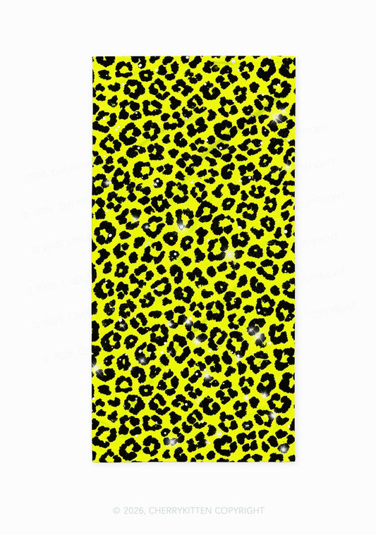 Lime Yellow Leopard Y2K Beach Towel Cherrykitten