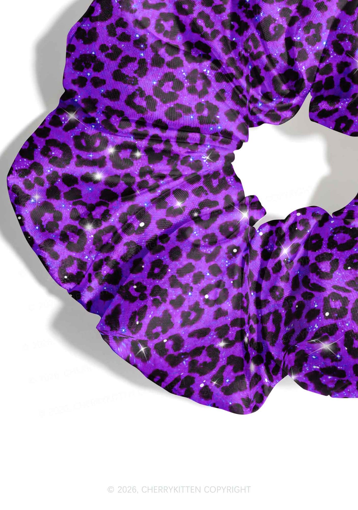 Dark Purple Leopard Y2K Hair Scrunchie Cherrykitten