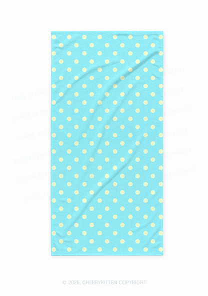 Yellow Dots On Blue Y2K Beach Towel Cherrykitten