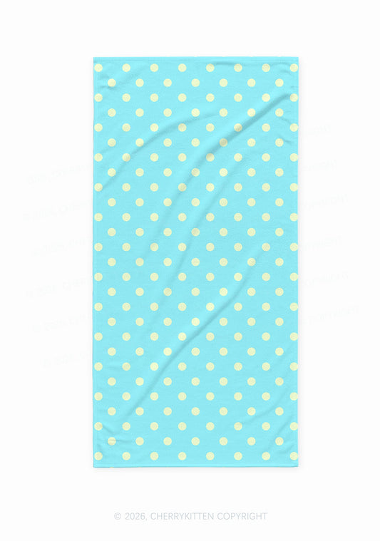 Yellow Dots On Blue Y2K Beach Towel Cherrykitten