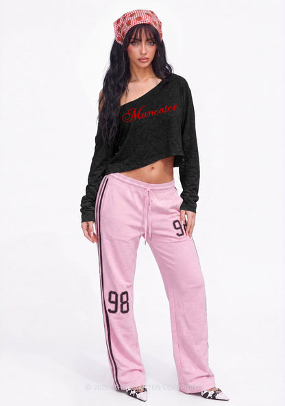 Maneater Y2K Off Shoulder Long Sleeve Crop Top Cherrykitten