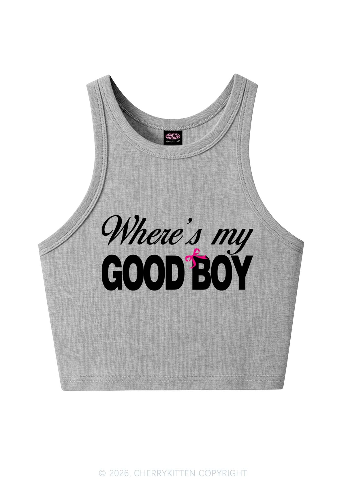 Wheres My Good Boy Y2K Crop Tank Top Cherrykitten