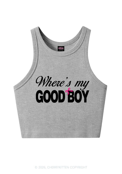 Wheres My Good Boy Y2K Crop Tank Top Cherrykitten