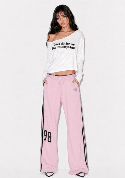Slxt For My Gay BF Y2K Off Shoulder Long Sleeve Crop Top Cherrykitten