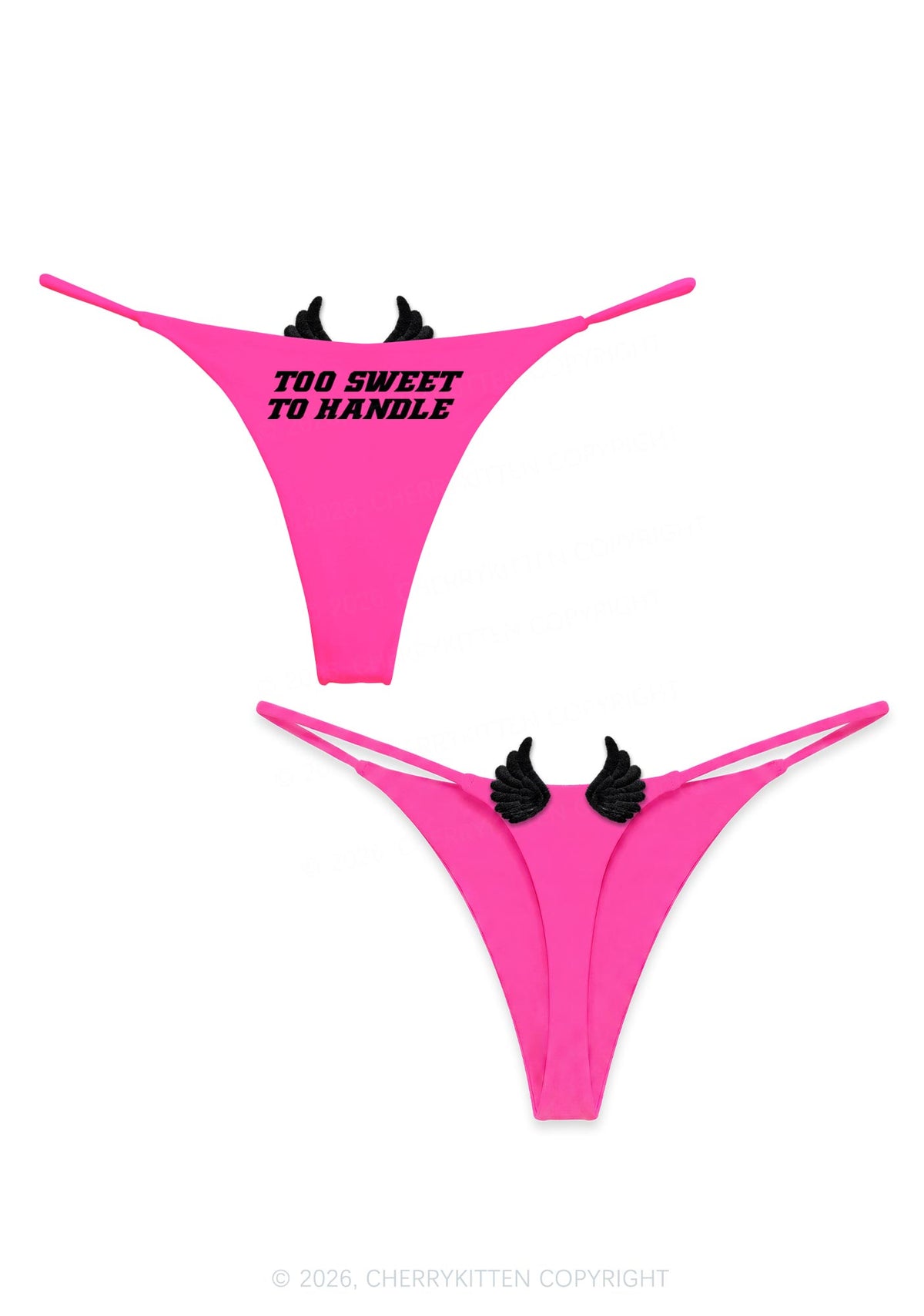 Too Sweet To Handle Y2K Goth Angel Wings Bikini String Thong Cherrykitten