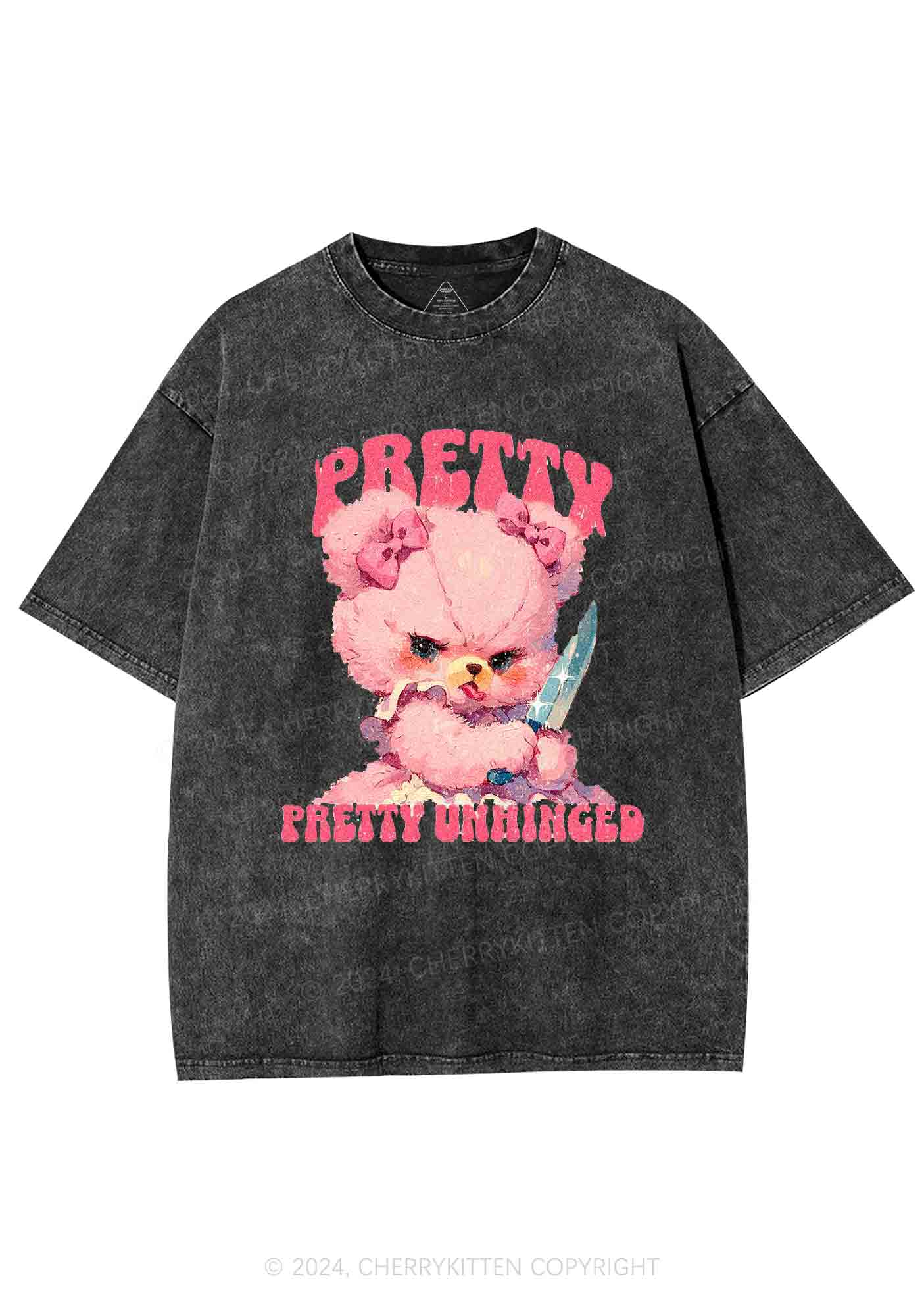 Pretty Unhinged Bear Y2K Washed Tee Cherrykitten
