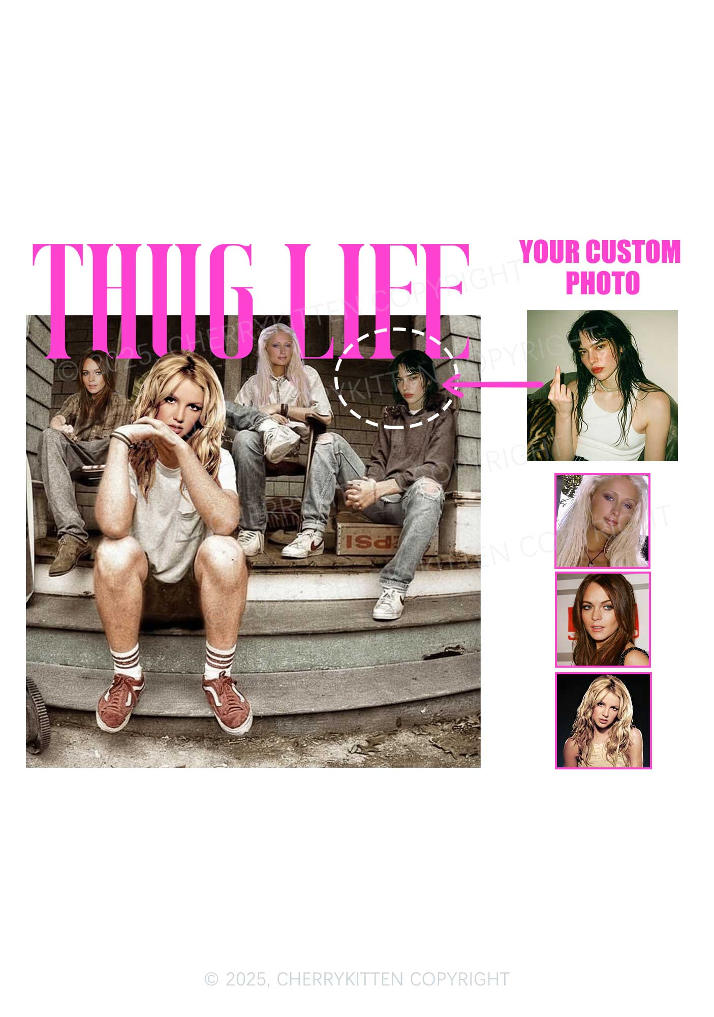 Custom Girls Thug Life Y2K Baby Tee Cherrykitten