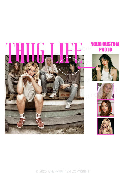 Custom Girls Thug Life Y2K Baby Tee Cherrykitten
