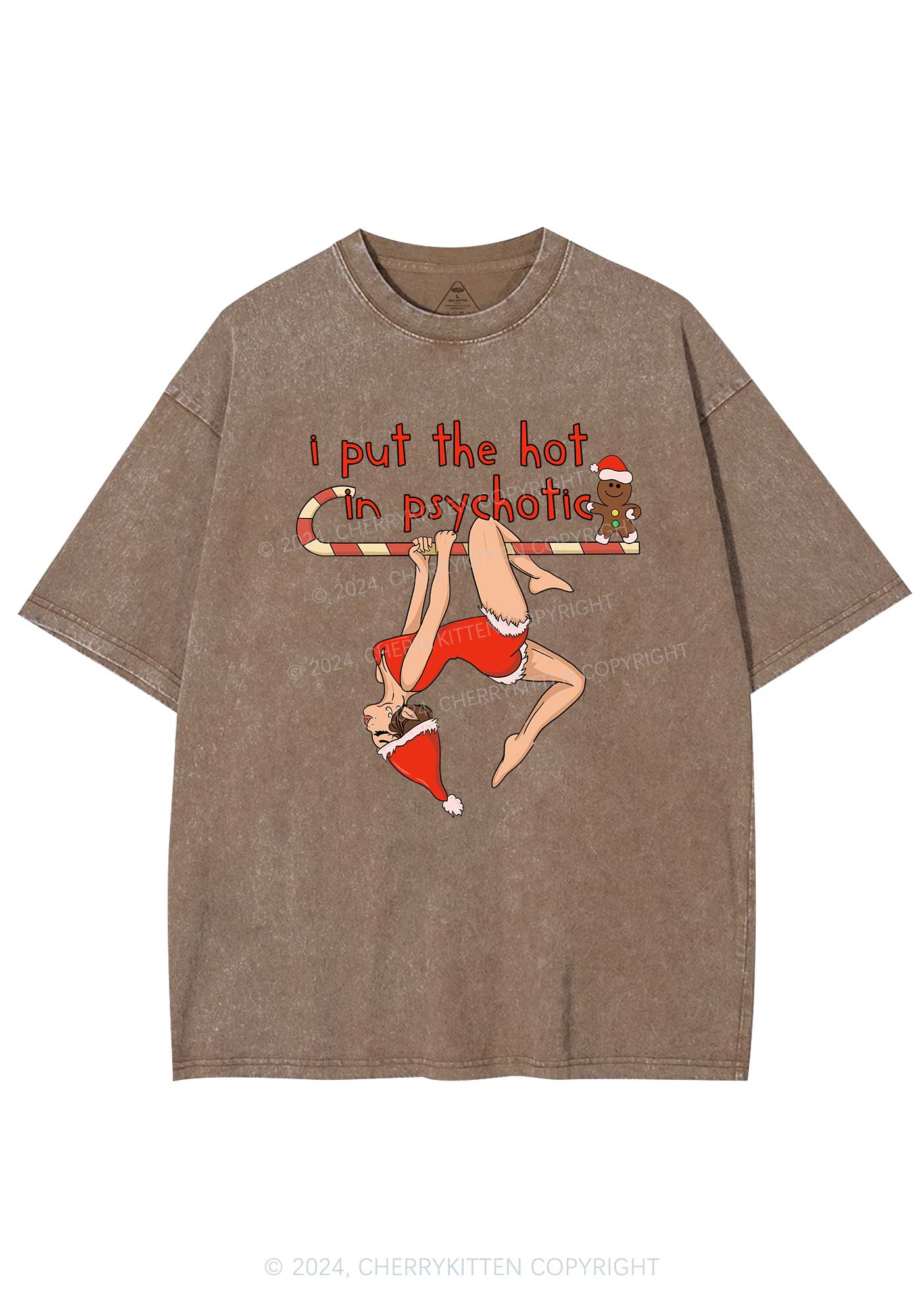 Christmas Yoga Girl Y2K Washed Tee Cherrykitten