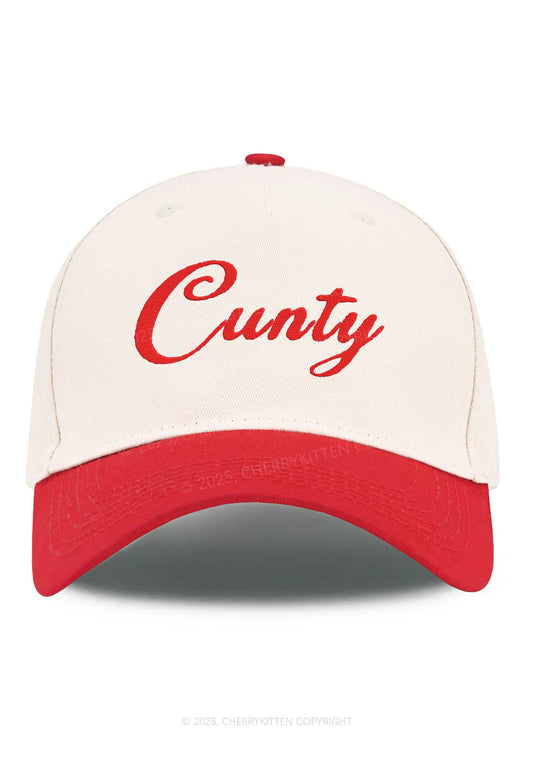 Embroidered Cunty Y2K Color Block Baseball Cap Cherrykitten