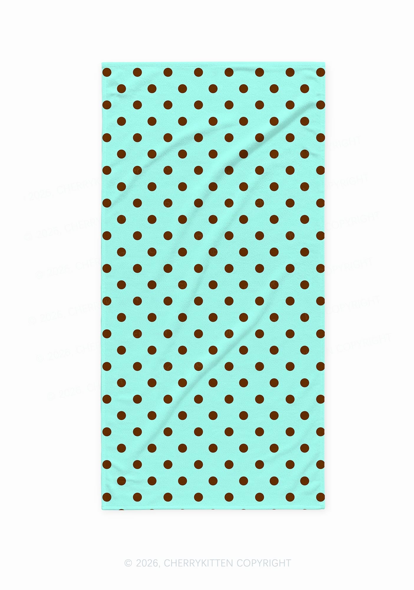 Brown Dots On Mint Green Y2K Beach Towel Cherrykitten