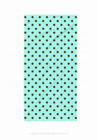 Brown Dots On Mint Green Y2K Beach Towel Cherrykitten