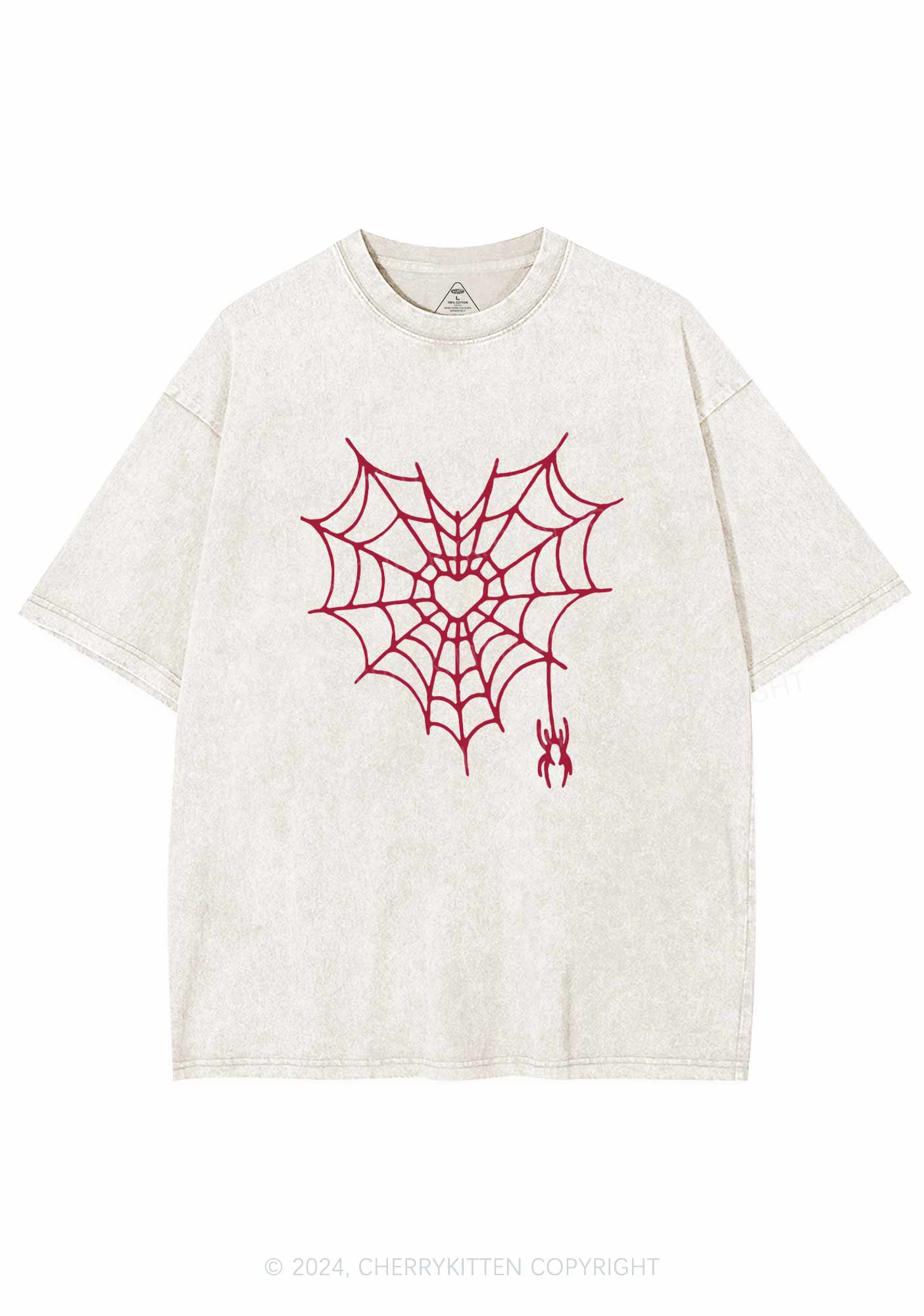 Heart Spider Web Y2K Valentine's Day Washed Tee Cherrykitten