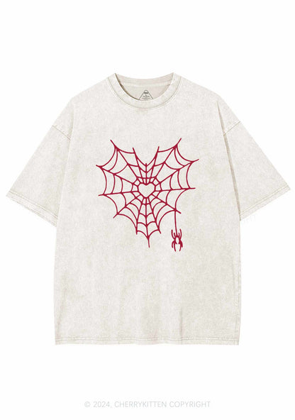 Heart Spider Web Y2K Valentine's Day Washed Tee Cherrykitten