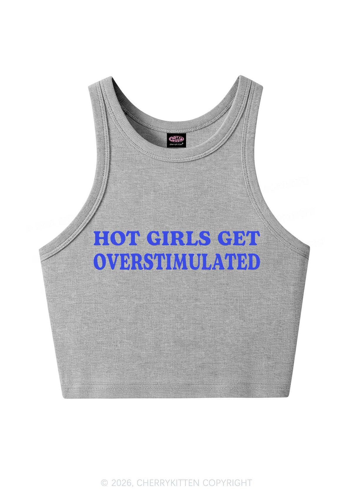 Hot Girls Get Overstimulated Y2K Crop Tank Top Cherrykitten