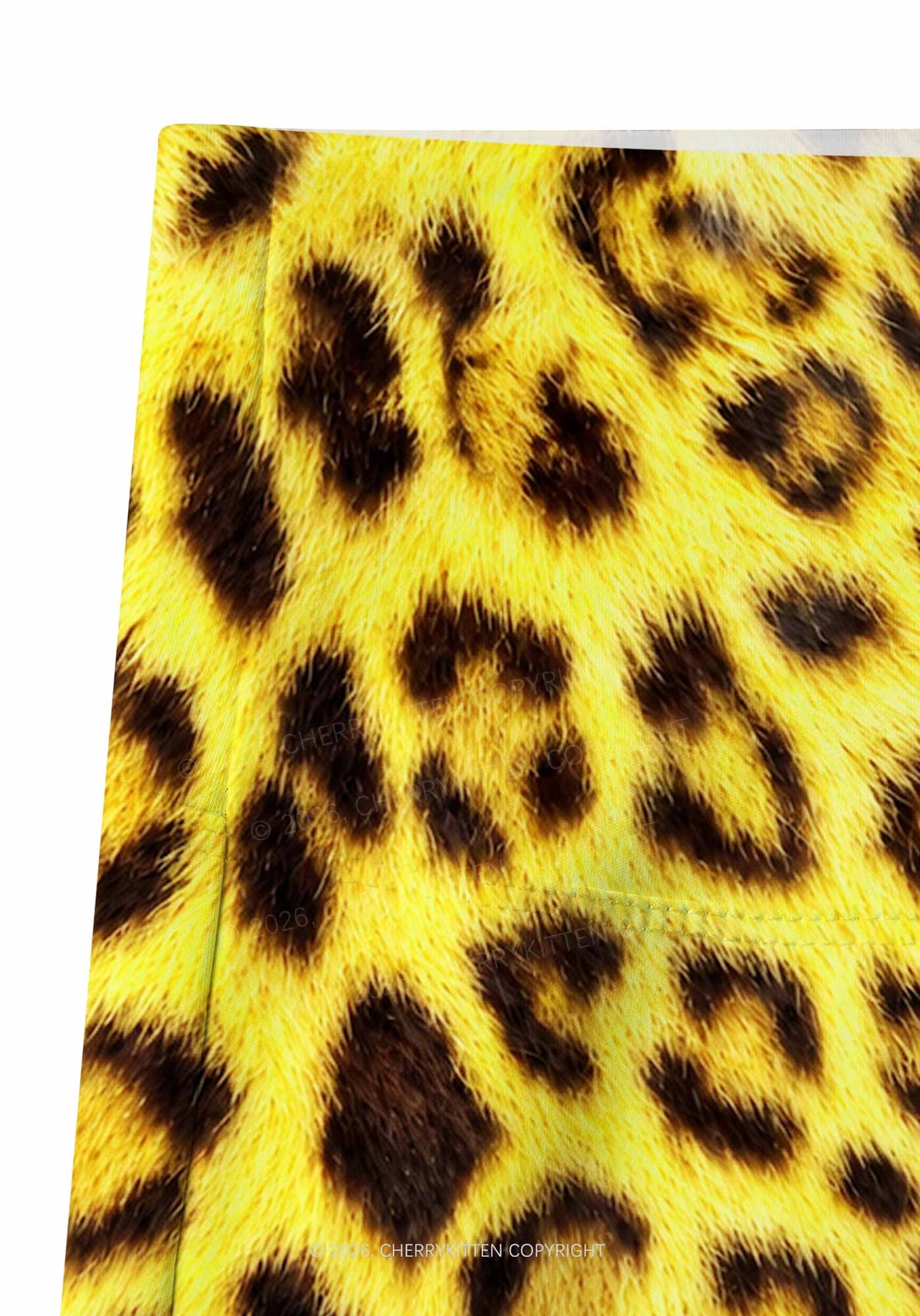 Yellow Leopard Y2K Print Gym Shorts Cherrykitten