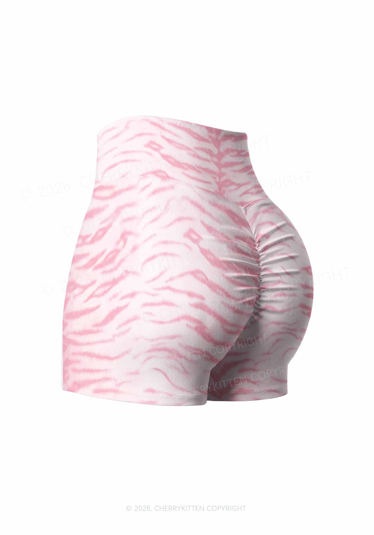 Pink Tiger Stripe Y2K Print Gym Shorts Cherrykitten