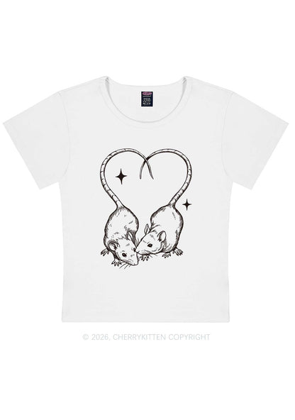 Two Rats Heart Tail Y2K Baby Tee Cherrykitten