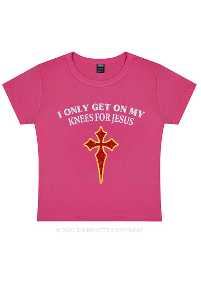 Glitter Get On My Knees For Jesus Y2K Baby Tee Cherrykitten