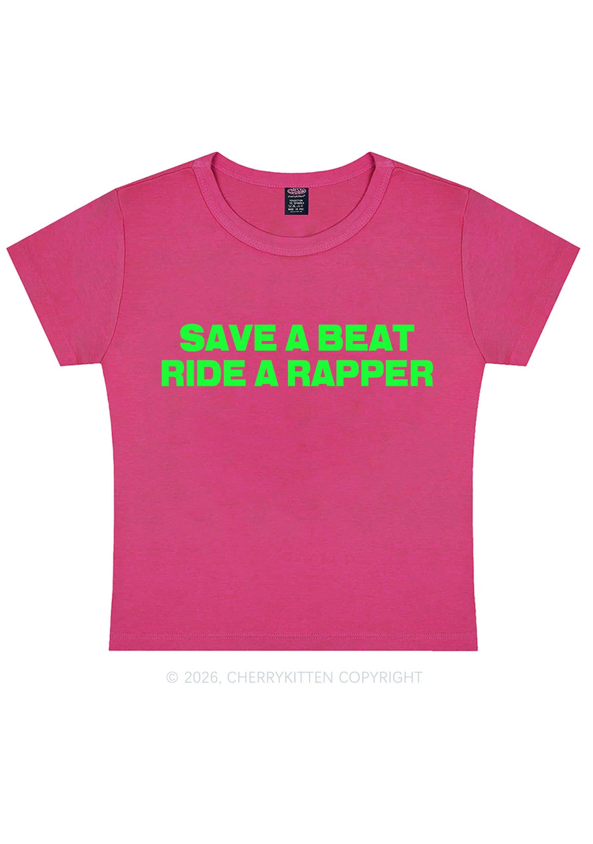 Save A Beat Ride A Rapper Y2K Baby Tee Cherrykitten