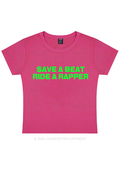 Save A Beat Ride A Rapper Y2K Baby Tee Cherrykitten