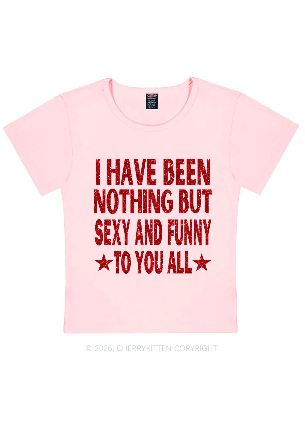 Glitter I Have Been Funny Y2K Baby Tee Cherrykitten