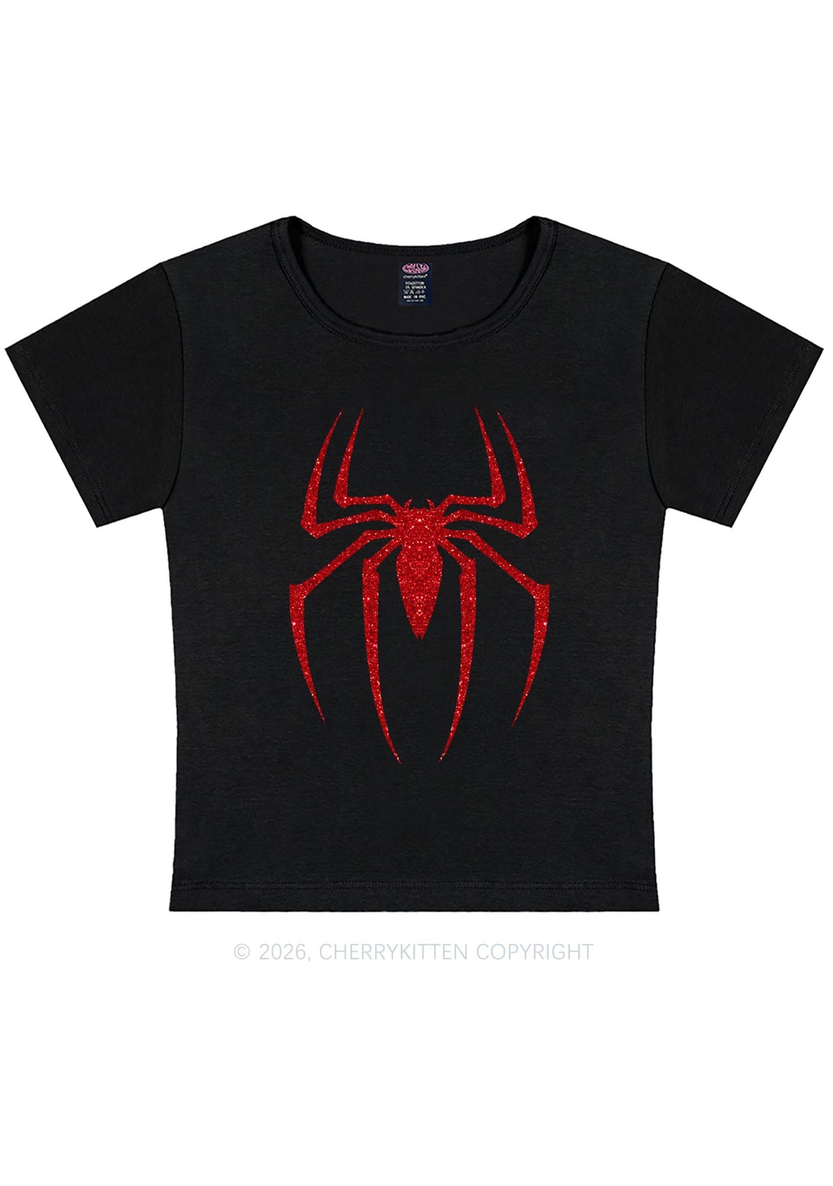Glitter Spider Y2K Baby Tee Cherrykitten