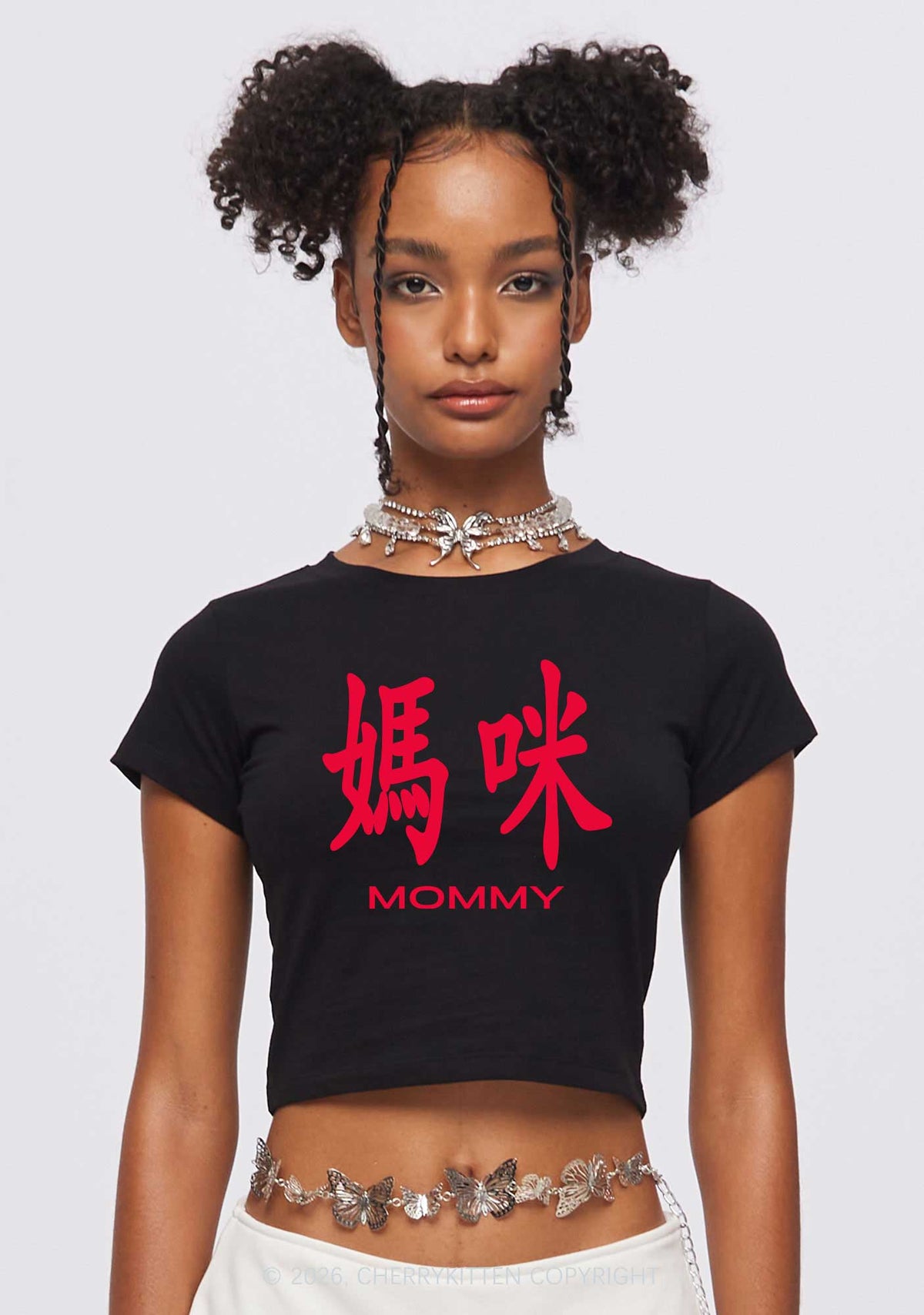 Mommy In Chinese Y2K Baby Tee Cherrykitten