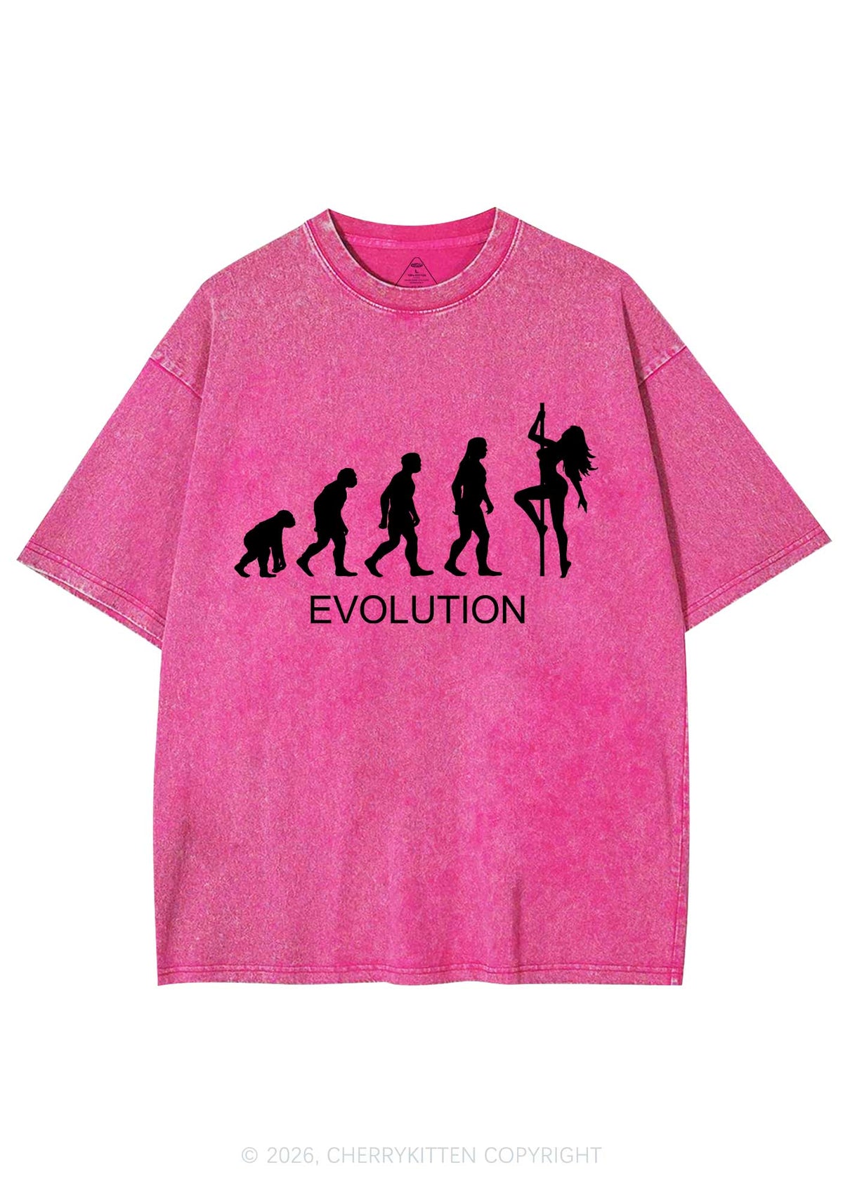 Evolution Pole Dancer Silhouette Y2K Shirts Washed Tee Cherrykitten