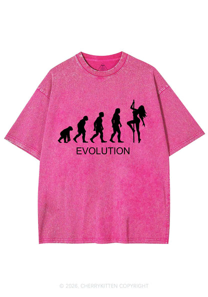 Evolution Pole Dancer Silhouette Y2K Shirts Washed Tee Cherrykitten