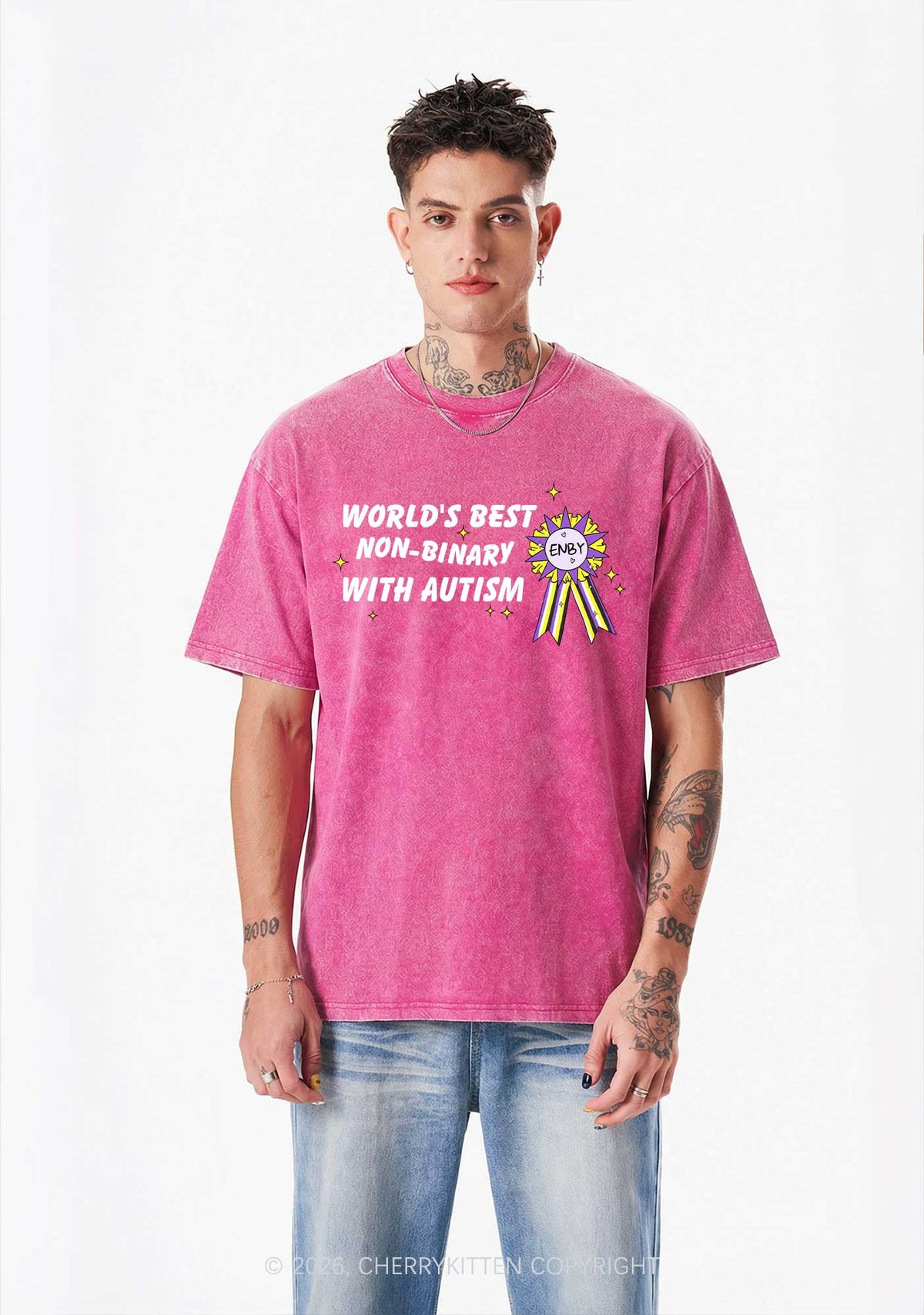 Worlds Best Nonbinary Y2K Shirts Washed Tee Cherrykitten