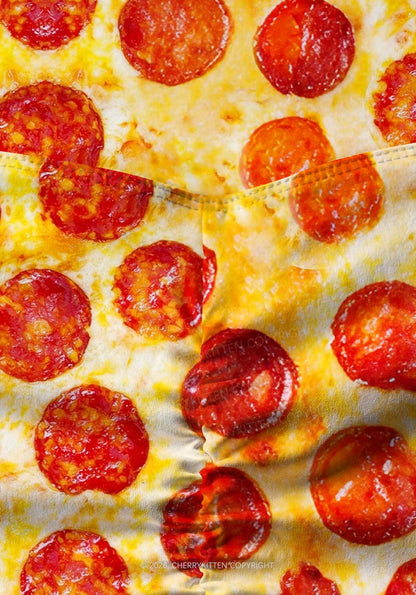 Sausage Pizza Y2K Print Gym Shorts Cherrykitten