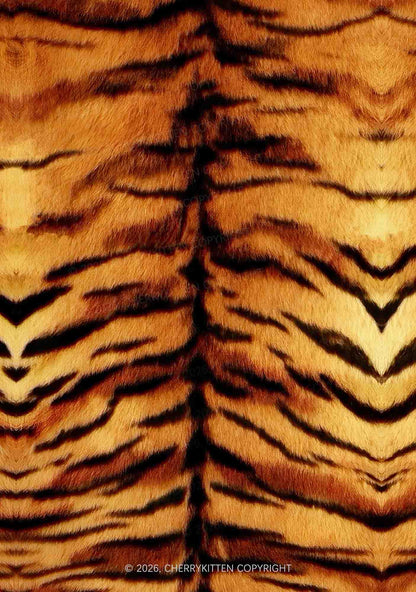 Wild Tiger Texture Y2K Print Long Sleeve Pajama Set Cherrykitten