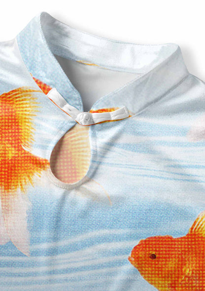 Goldfish Y2K Cheongsam Mini Dress Cherrykitten