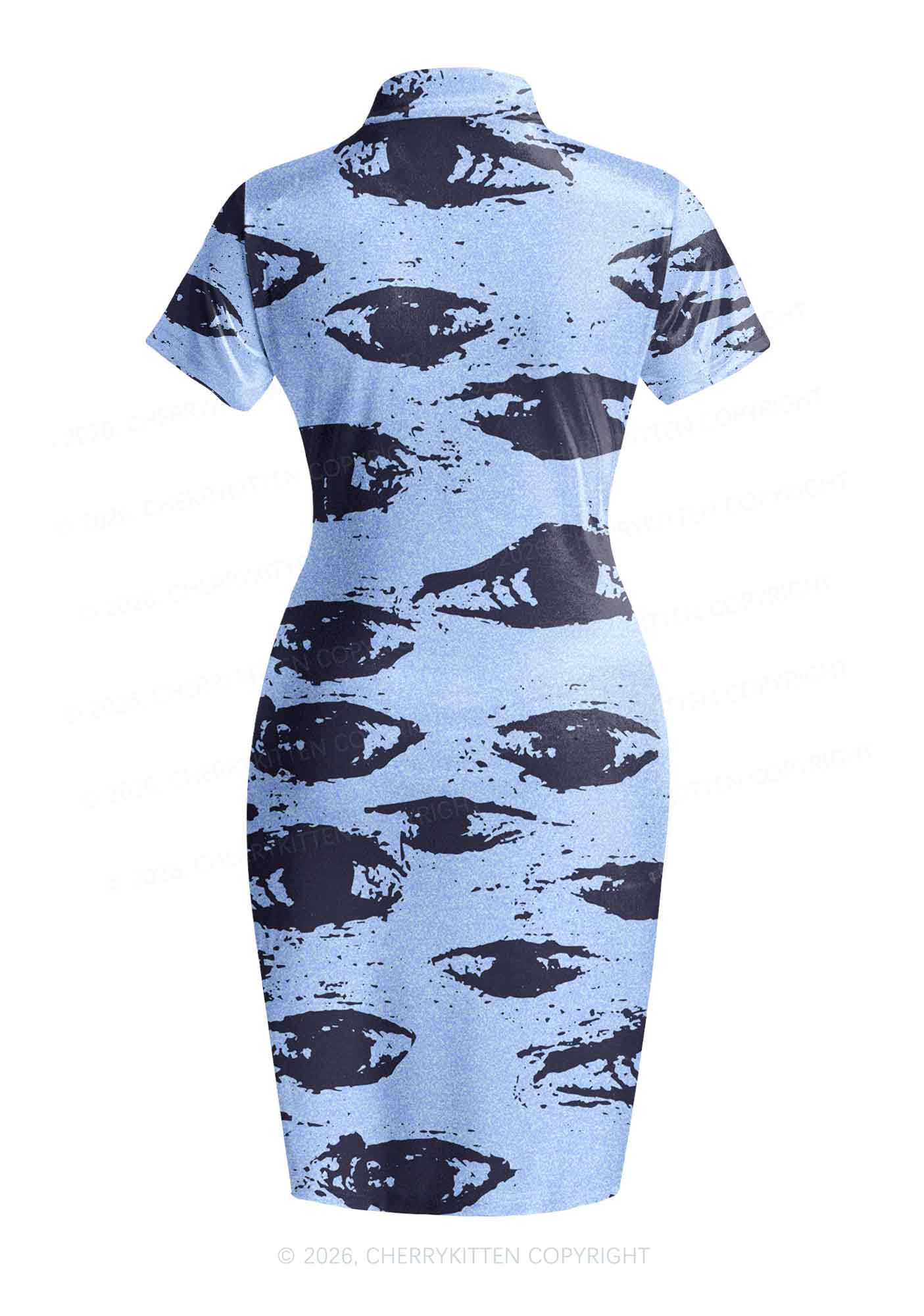 Eyes In The Blue Y2K Cheongsam Mini Dress Cherrykitten
