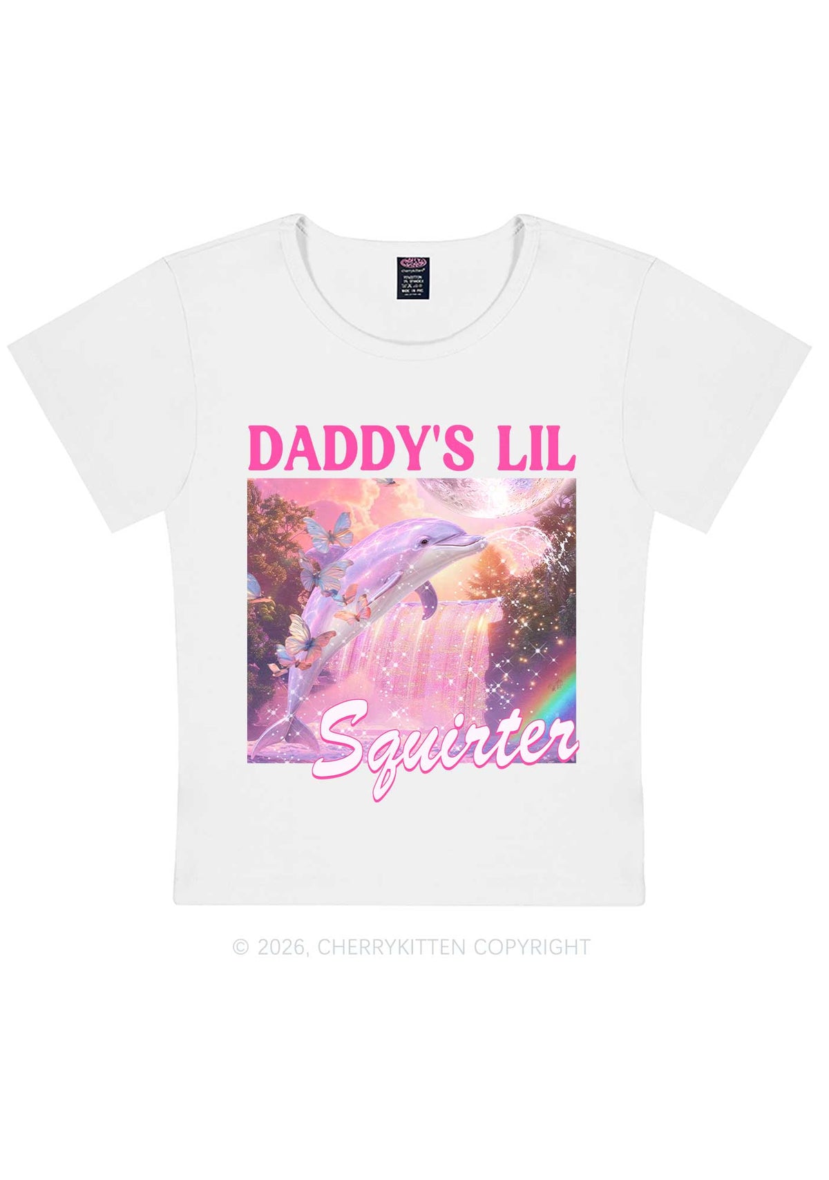Daddys Lil Squirter Dolphin Y2K Baby Tee Cherrykitten