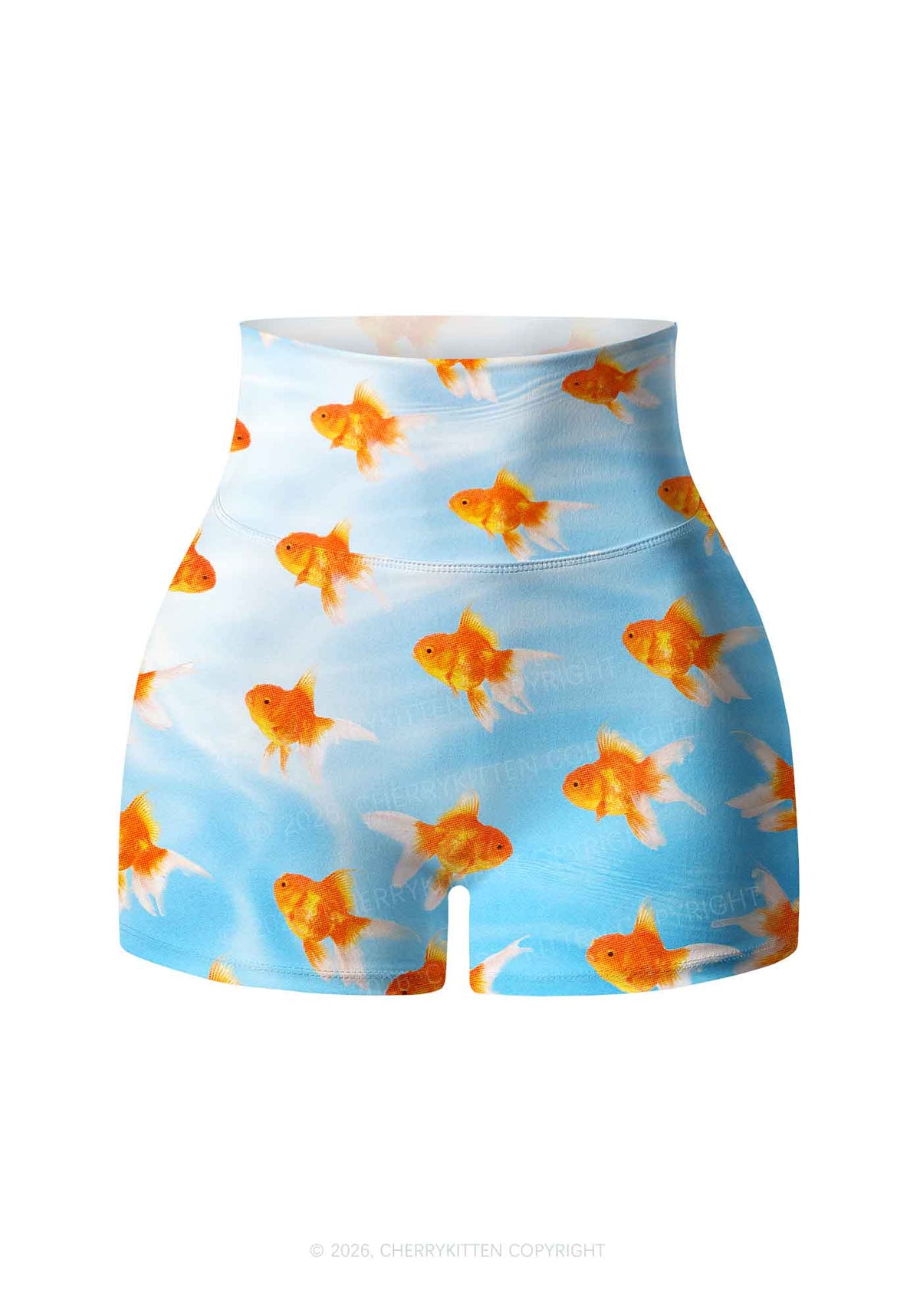 Goldfish Y2K Print Gym Shorts Cherrykitten