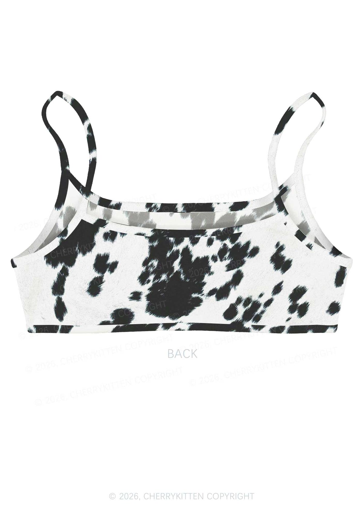 Black And White Cow Dots Y2K Print Super Crop Cami Cherrykitten