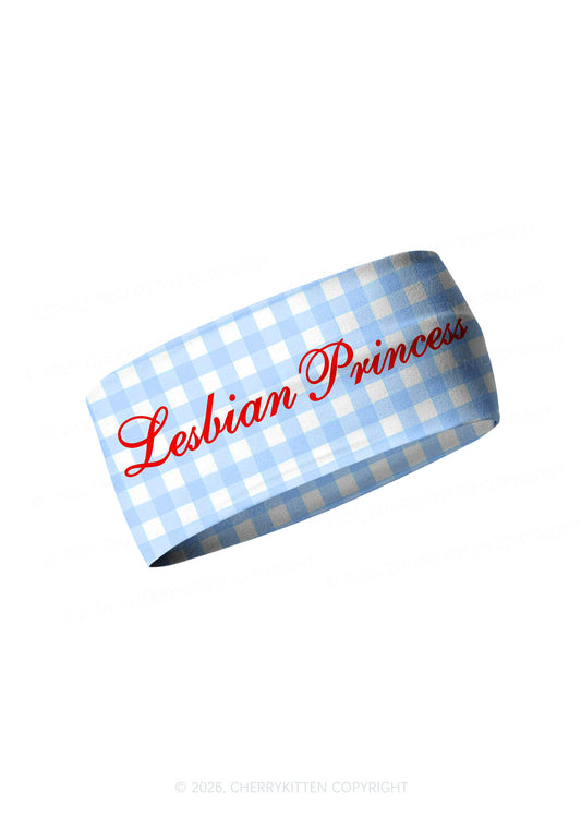 Blue Plaid Lesbian Princess Pride Y2K Print Headband Cherrykitten